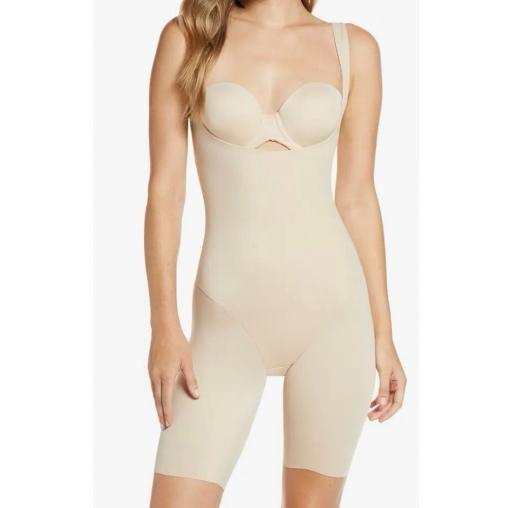 TC Shapewear Style 4093 Back Magic Open Bust Thigh Slimming Bodysuit Beige Large